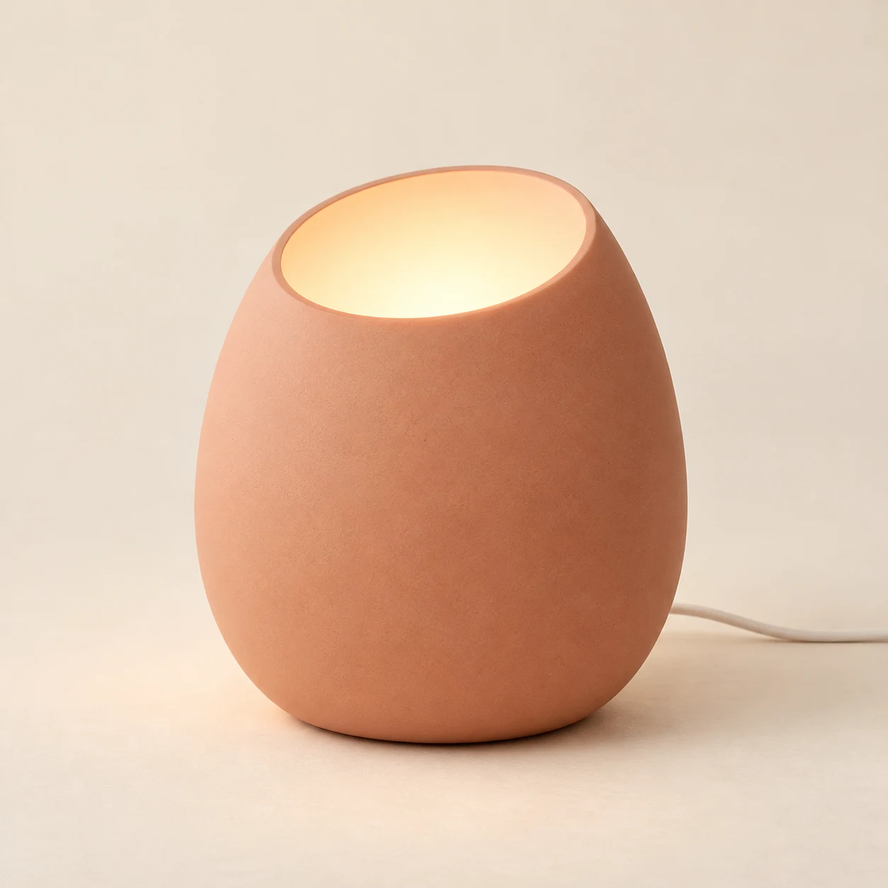 Clay Shell Lamp, Terracotta, matte clay-toned surface