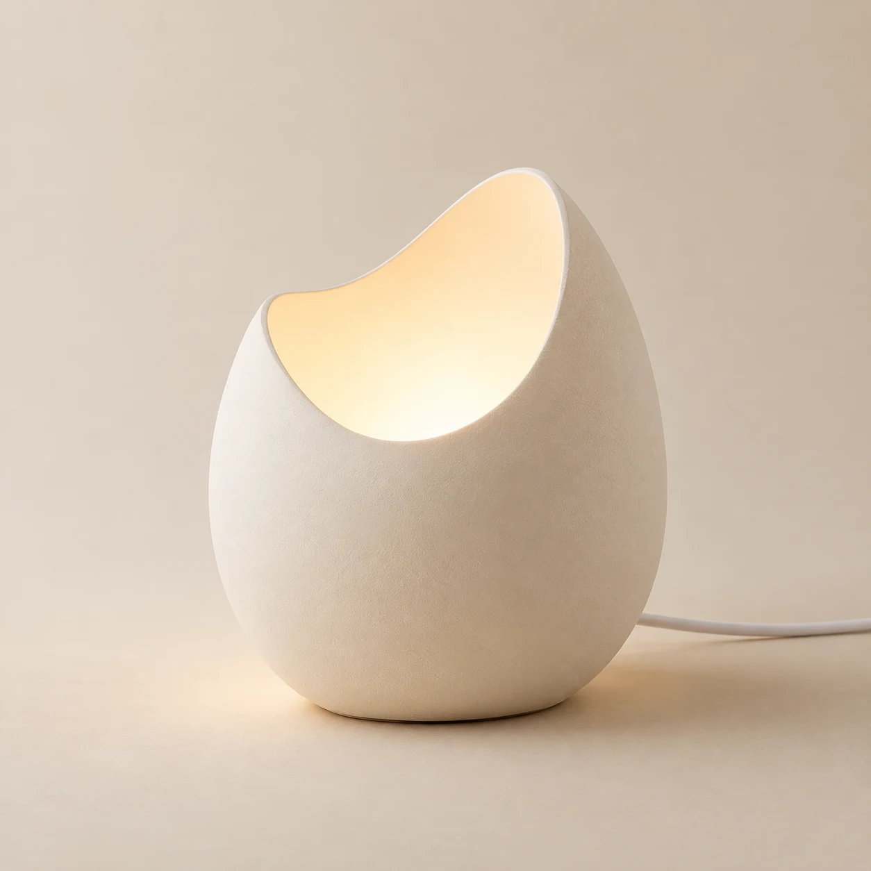 Crescent Shell Lamp, Ivory, crescent-shaped opening