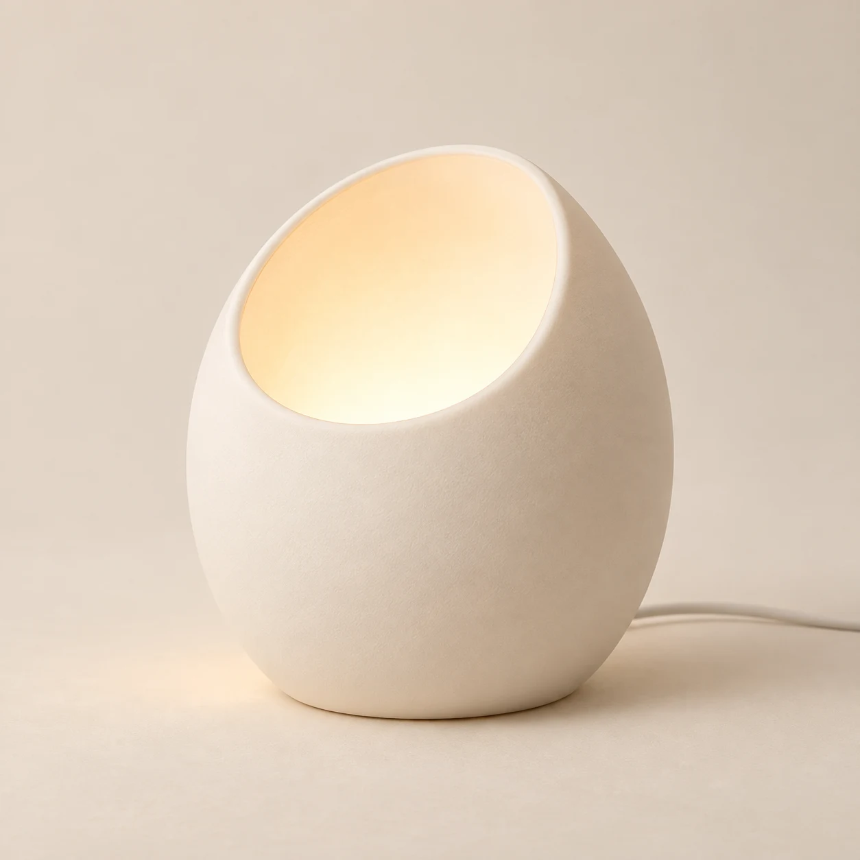 Halo Shell Lamp, Ivory, rounded circular opening