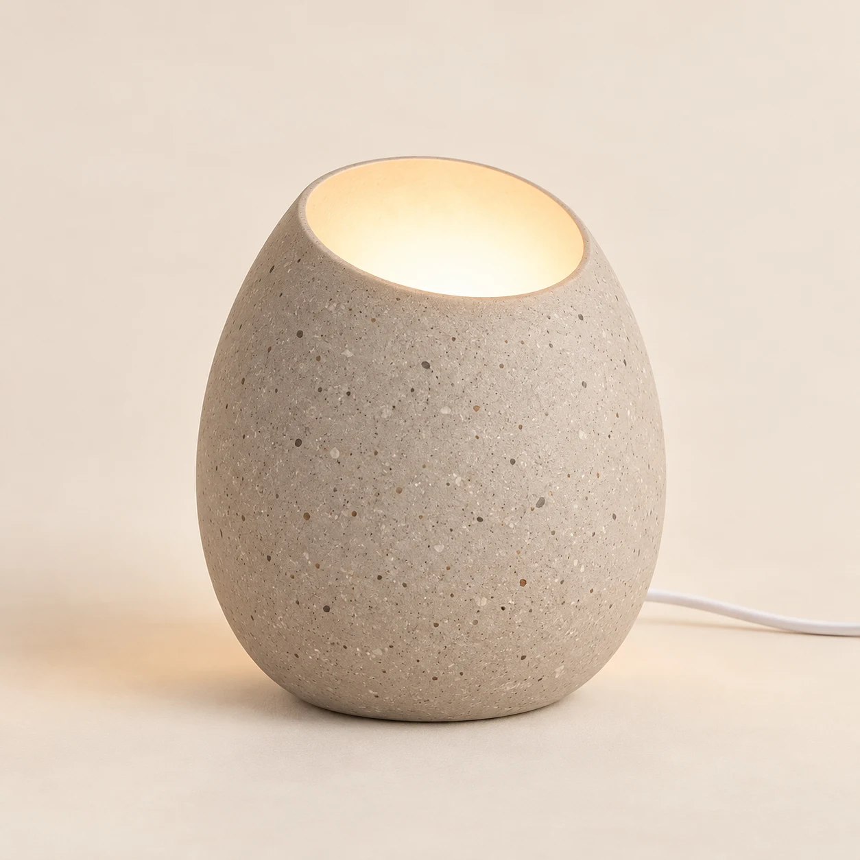 Pebble Shell Lamp, Warm gray, tiny stone speckles